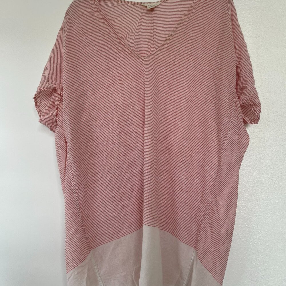 Caslon Striped Tunic Top Beach CoverUP, Red and White,‎ V-Neck,  XS / S